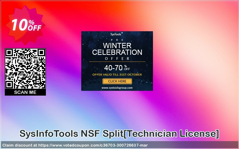 SysInfoTools NSF Split/Technician Plan/ Coupon, discount Promotion code SysInfoTools NSF Split[Technician License]. Promotion: Offer SysInfoTools NSF Split[Technician License] special discount 