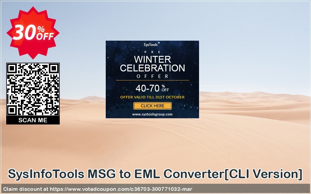 SysInfoTools MSG to EML Converter/CLI Version/ Coupon, discount Promotion code SysInfoTools MSG to EML Converter[CLI Version]. Promotion: Offer SysInfoTools MSG to EML Converter[CLI Version] special discount 