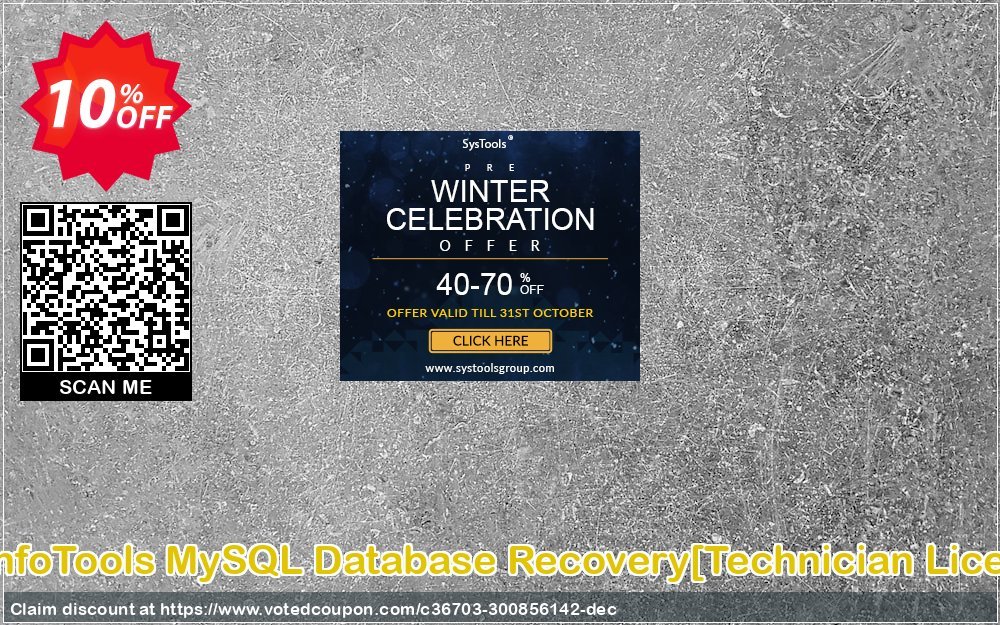 SysInfoTools MySQL Database Recovery/Technician Plan/ Coupon, discount Promotion code SysInfoTools MySQL Database Recovery[Technician License]. Promotion: Offer SysInfoTools MySQL Database Recovery[Technician License] special discount 