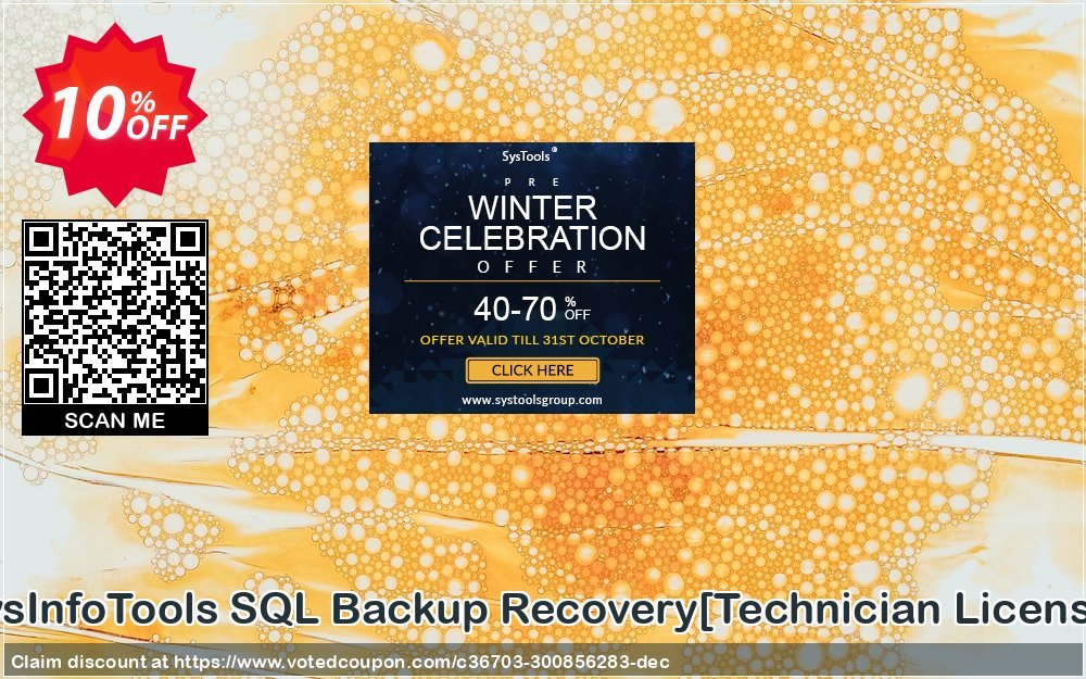 SysInfoTools SQL Backup Recovery/Technician Plan/ Coupon, discount Promotion code SysInfoTools SQL Backup Recovery[Technician License]. Promotion: Offer SysInfoTools SQL Backup Recovery[Technician License] special discount 