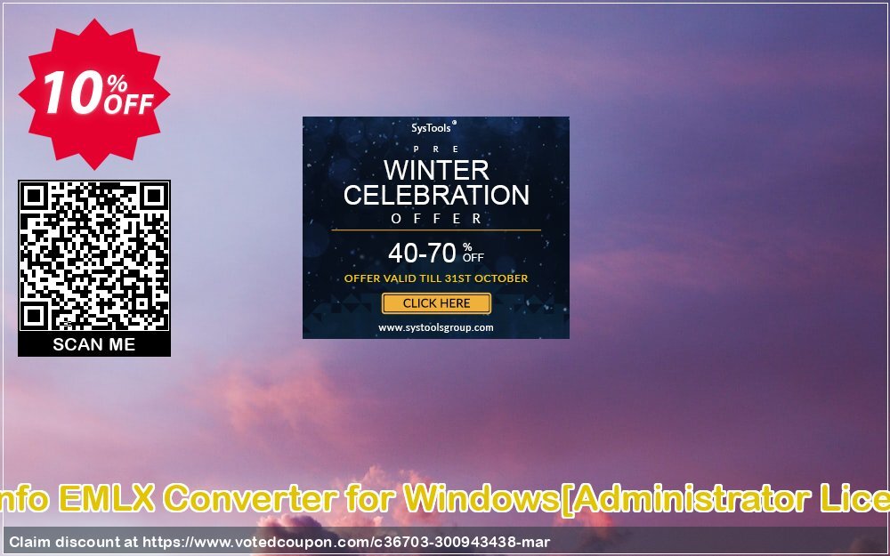 SysInfo EMLX Converter for WINDOWS/Administrator Plan/ Coupon, discount Promotion code SysInfo EMLX Converter for Windows[Administrator License]. Promotion: Offer SysInfo EMLX Converter for Windows[Administrator License] special discount 