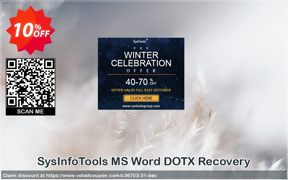 SysInfoTools MS Word DOTX Recovery Coupon, discount SYSINFODISCOUNT. Promotion: Coupon code for SysInfo tools software
