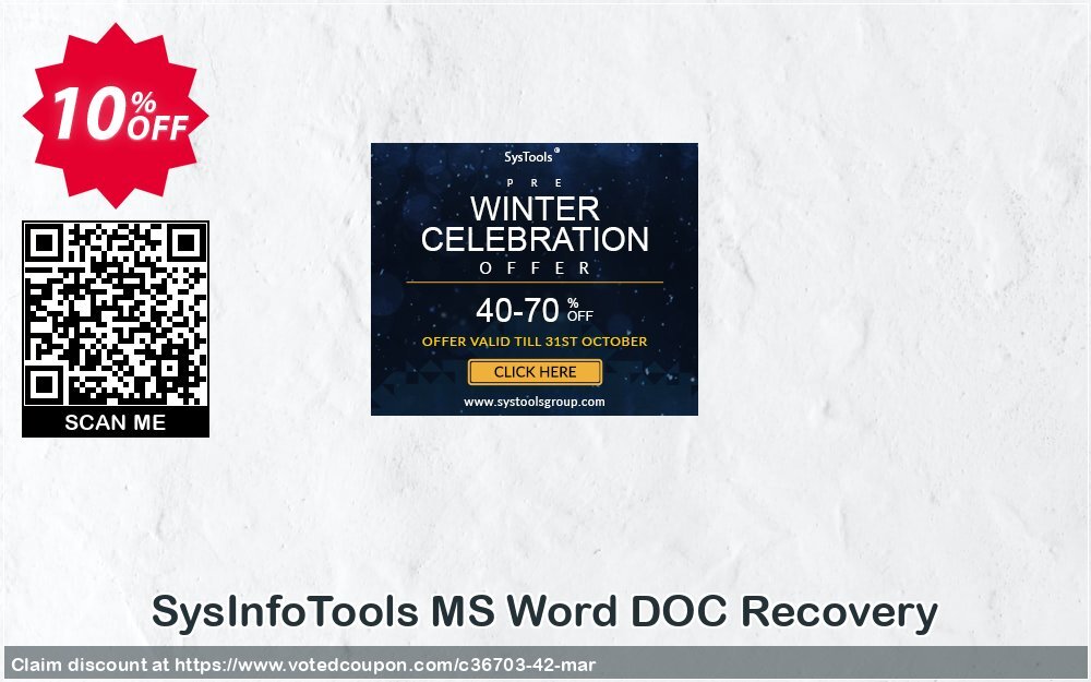 SysInfoTools MS Word DOC Recovery Coupon, discount SYSINFODISCOUNT. Promotion: Coupon code for SysInfo tools software