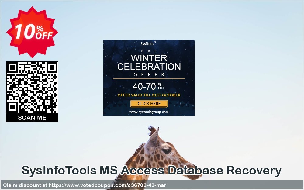 SysInfoTools MS Access Database Recovery Coupon, discount SYSINFODISCOUNT. Promotion: Coupon code for SysInfo tools software