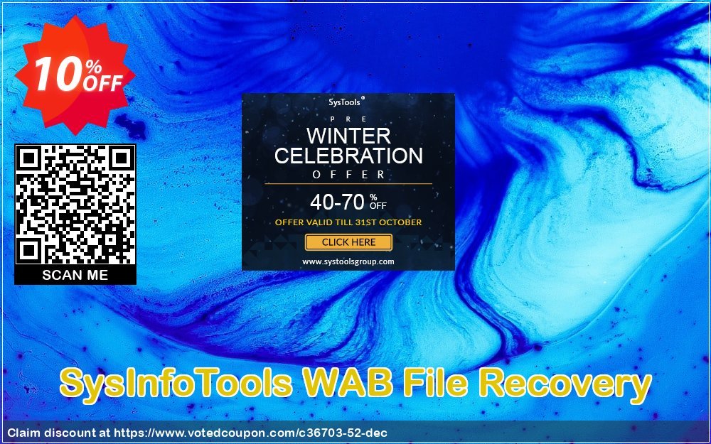 SysInfoTools WAB File Recovery Coupon, discount SYSINFODISCOUNT. Promotion: Coupon code for SysInfo tools software