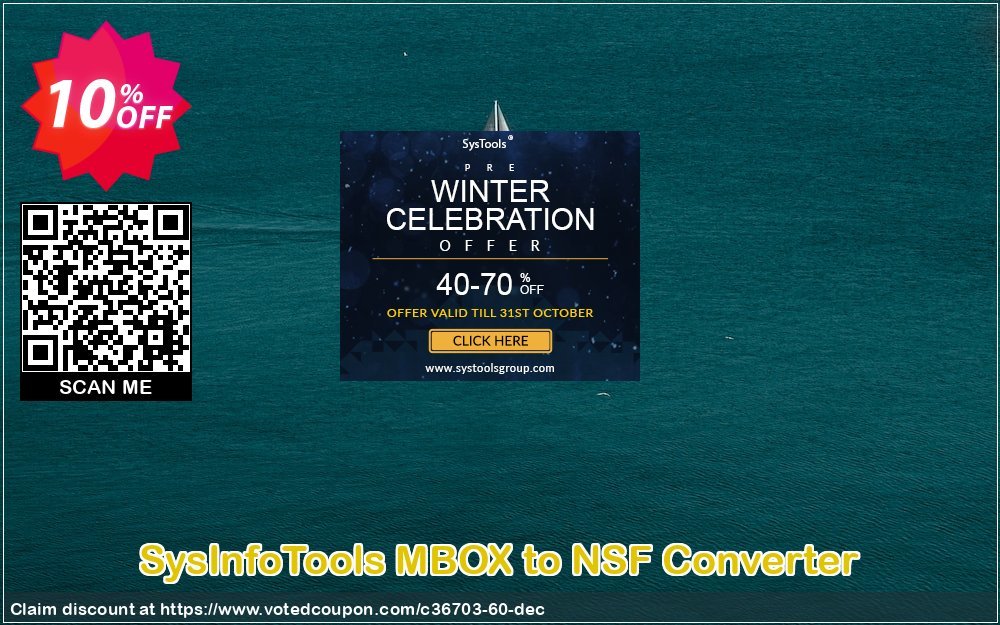 SysInfoTools MBOX to NSF Converter Coupon, discount SYSINFODISCOUNT. Promotion: Coupon code for SysInfo tools software