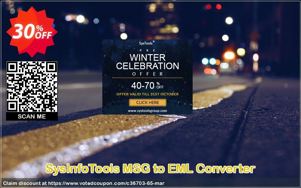 SysInfoTools MSG to EML Converter Coupon, discount SYSINFODISCOUNT. Promotion: Coupon code for SysInfo tools software