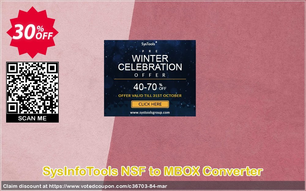 SysInfoTools NSF to MBOX Converter Coupon, discount SYSINFODISCOUNT. Promotion: SYSINFO TOOLS coupon discount (36703)