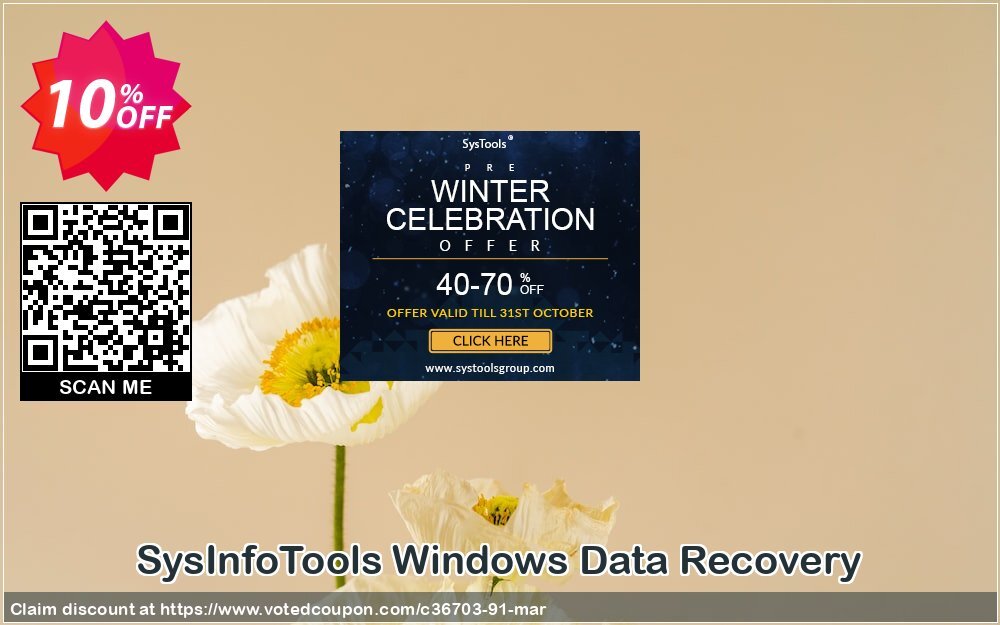 SysInfoTools WINDOWS Data Recovery Coupon, discount SYSINFODISCOUNT. Promotion: SYSINFO TOOLS coupon discount (36703)