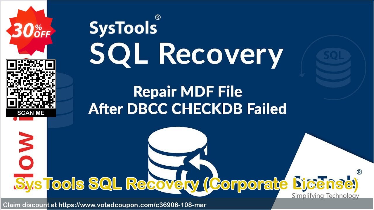 SysTools SQL Recovery, Corporate Plan  Coupon, discount SysTools coupon 36906. Promotion: 