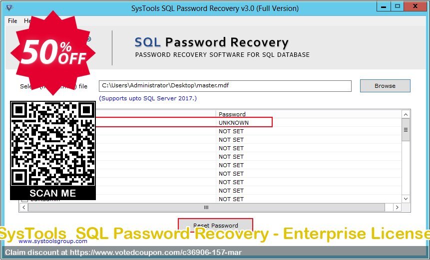 SysTools  SQL Password Recovery - Enterprise Plan Coupon Code Apr 2024, 50% OFF - VotedCoupon