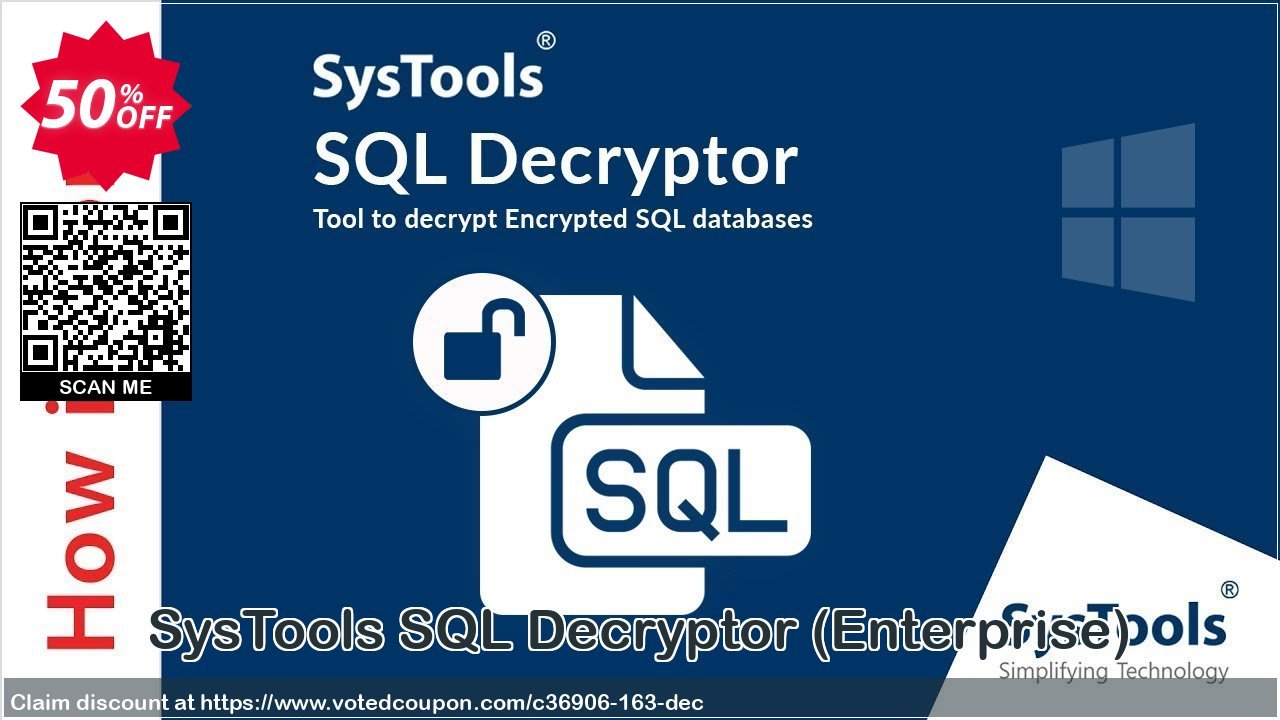 SysTools SQL Decryptor, Enterprise  Coupon, discount SysTools coupon 36906. Promotion: 