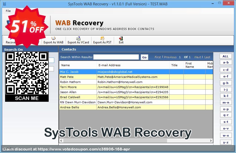 SysTools WAB Recovery Coupon, discount Celebrate this spring season with SysTools and grab the best offers. Get 25% Off on all Software. Promotion: