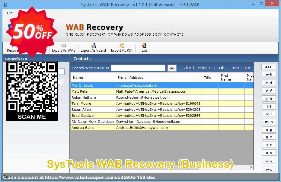 SysTools WAB Recovery, Business  Coupon, discount SysTools coupon 36906. Promotion: 
