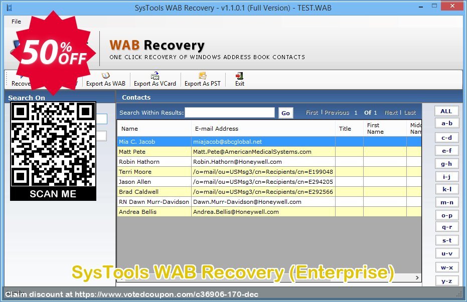 SysTools WAB Recovery, Enterprise  Coupon, discount SysTools coupon 36906. Promotion: 