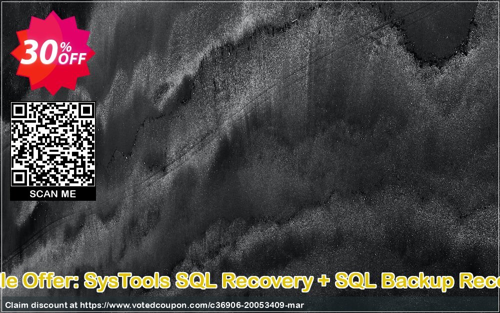 Bundle Offer: SysTools SQL Recovery + SQL Backup Recovery Coupon, discount SysTools Spring Sale. Promotion: marvelous sales code of Bundle Offer - SysTools SQL Recovery + SQL Backup Recovery 2024