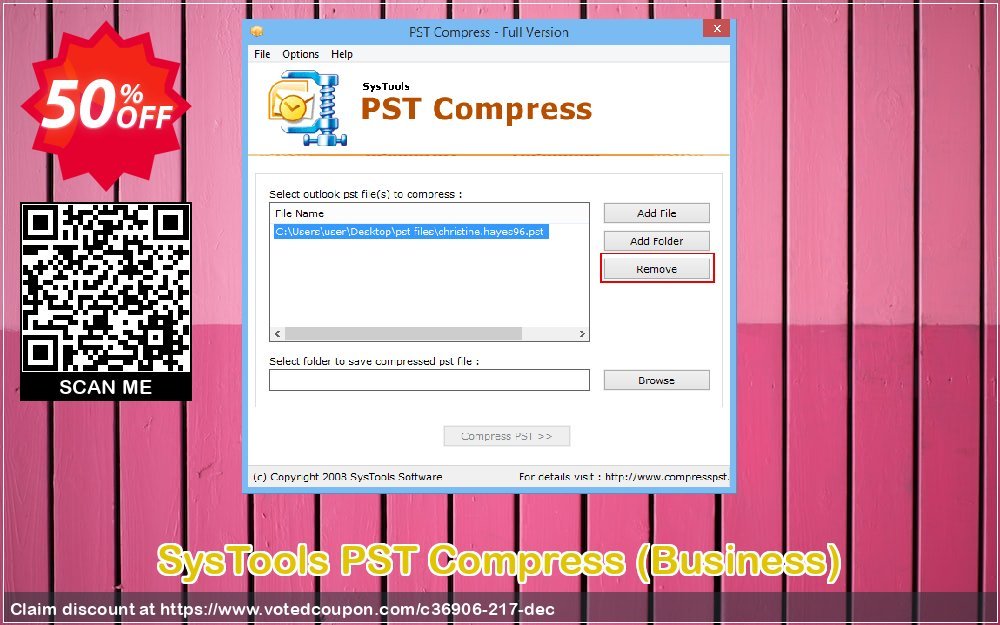 SysTools PST Compress, Business  Coupon, discount SysTools coupon 36906. Promotion: 