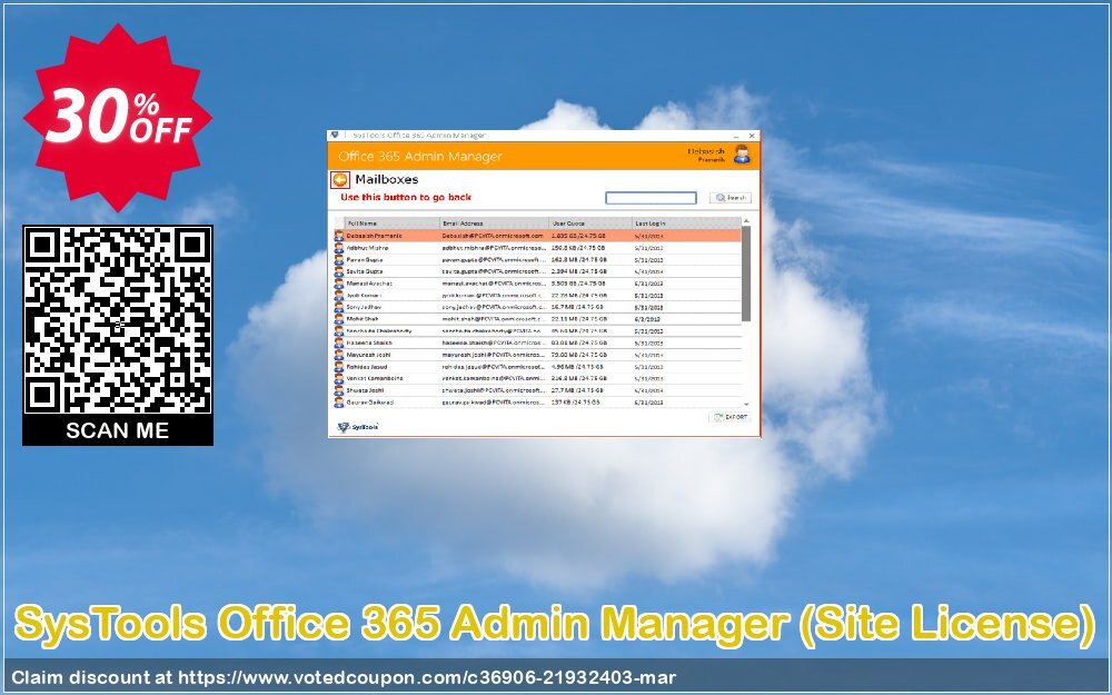 SysTools Office 365 Admin Manager, Site Plan  Coupon, discount SysTools Summer Sale. Promotion: special discounts code of SysTools Office 365 Admin Manager - Site License 2024