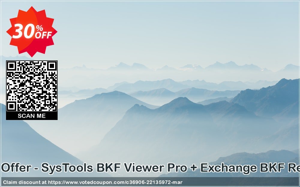 Bundle Offer - SysTools BKF Viewer Pro + Exchange BKF Recovery Coupon, discount SysTools Summer Sale. Promotion: best deals code of Bundle Offer - SysTools BKF Viewer Pro + Exchange BKF Recovery 2024