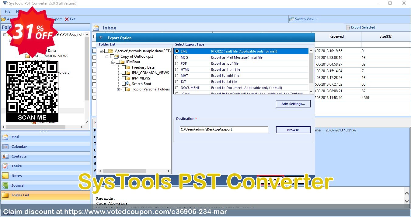 SysTools PST Converter Coupon Code Apr 2024, 31% OFF - VotedCoupon