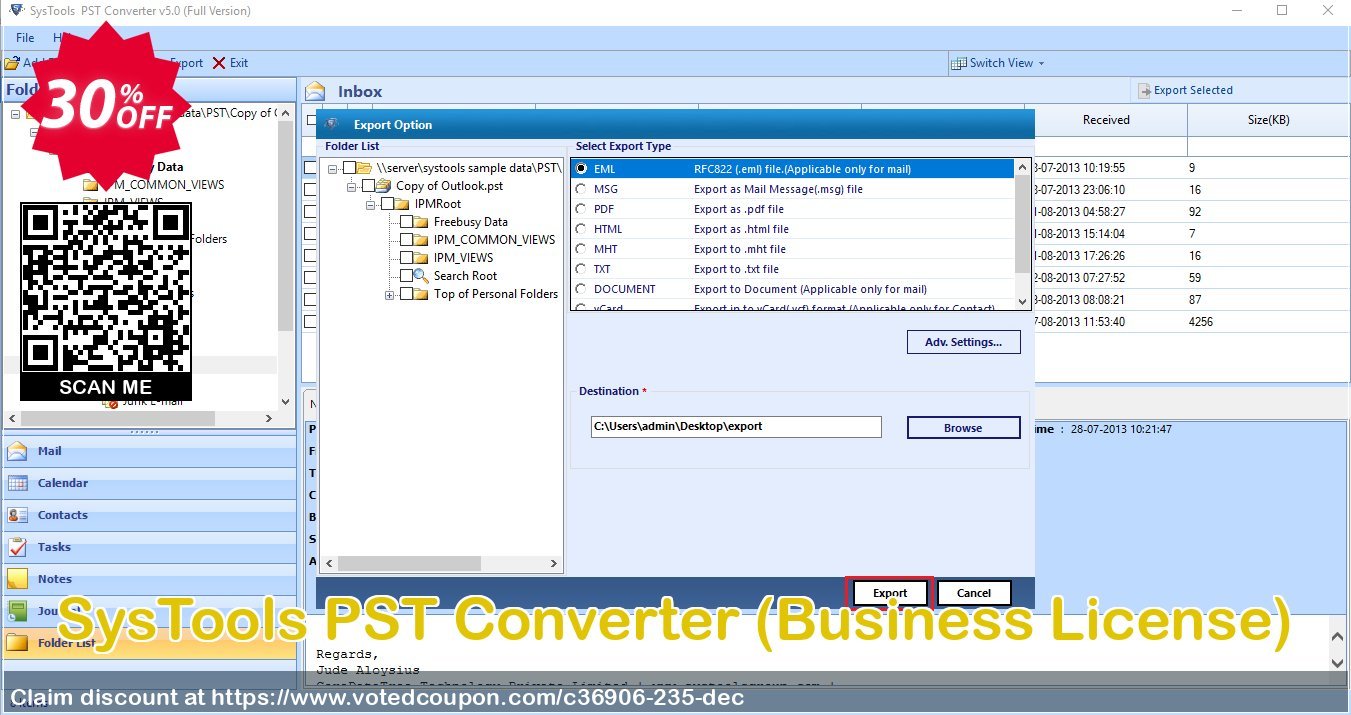 SysTools PST Converter, Business Plan  Coupon Code May 2024, 30% OFF - VotedCoupon