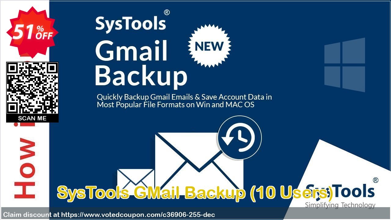 SysTools GMail Backup, 10 Users  voted-on promotion codes