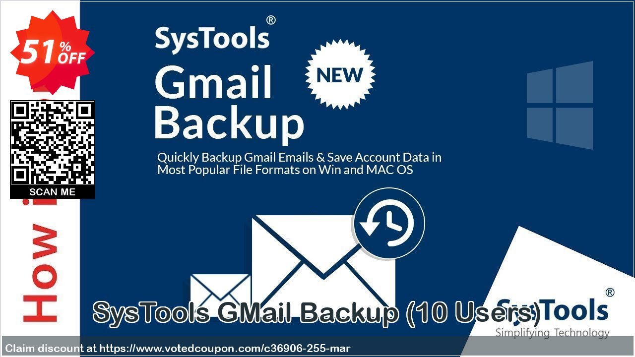 SysTools GMail Backup, 10 Users  Coupon Code Apr 2024, 51% OFF - VotedCoupon