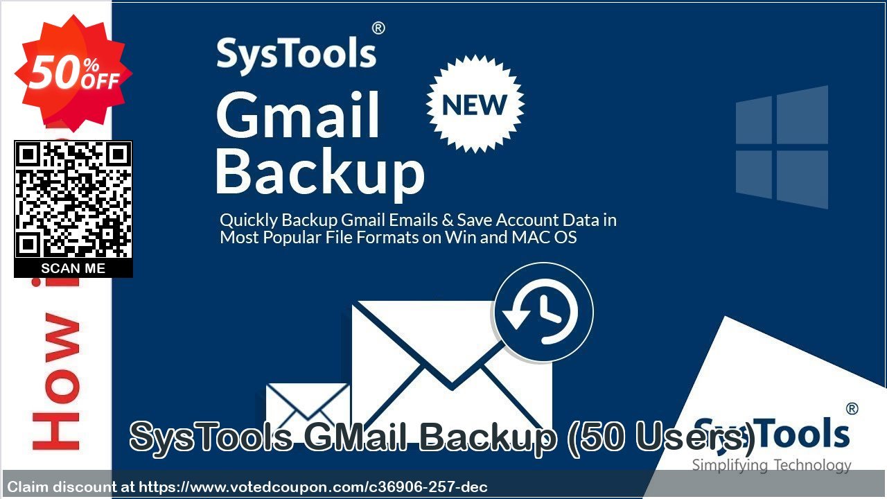 SysTools GMail Backup, 50 Users  Coupon, discount SysTools coupon 36906. Promotion: 