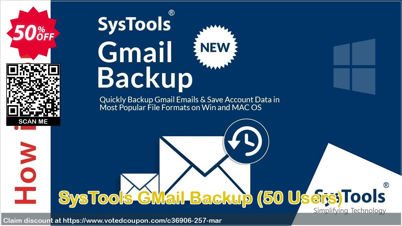 SysTools GMail Backup, 50 Users  Coupon Code Jun 2024, 50% OFF - VotedCoupon