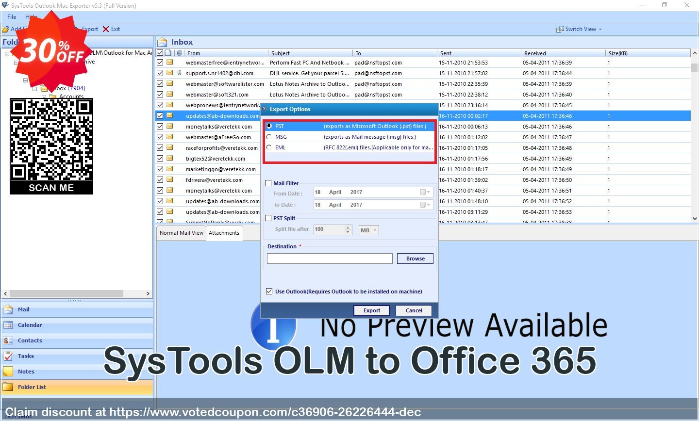 SysTools OLM to Office 365 Coupon, discount SysTools Frozen Winters Sale. Promotion: Awful sales code of SysTools OLM to Office 365 - One License 2024