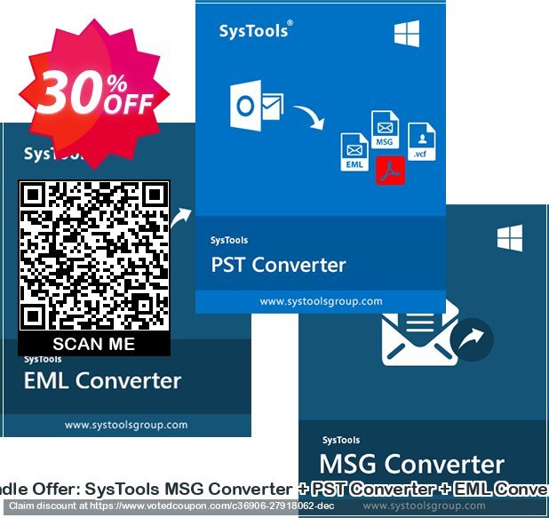 Bundle Offer: SysTools MSG Converter + PST Converter + EML Converter Coupon, discount SysTools Pre-Summer Offer. Promotion: Awesome sales code of Bundle Offer - SysTools MSG Converter + PST Converter + EML Converter 2023