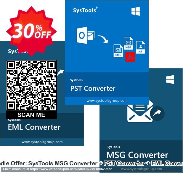 Bundle Offer: SysTools MSG Converter + PST Converter + EML Converter Coupon Code Apr 2024, 30% OFF - VotedCoupon