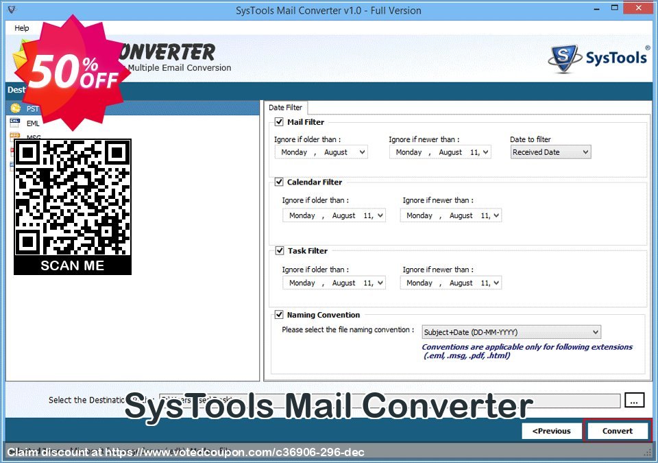 Get 50% OFF SysTools Mail Converter Coupon