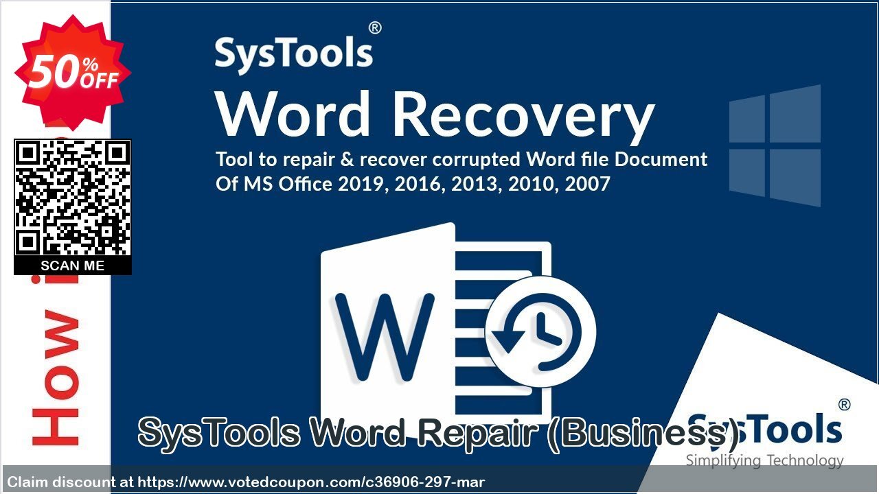 SysTools Word Repair, Business  Coupon, discount SysTools coupon 36906. Promotion: 