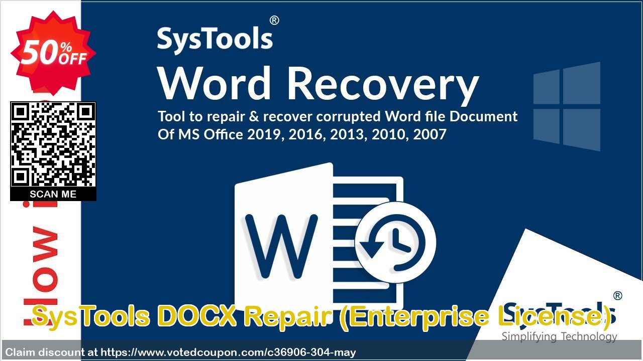 SysTools DOCX Repair, Enterprise Plan  Coupon Code May 2024, 50% OFF - VotedCoupon
