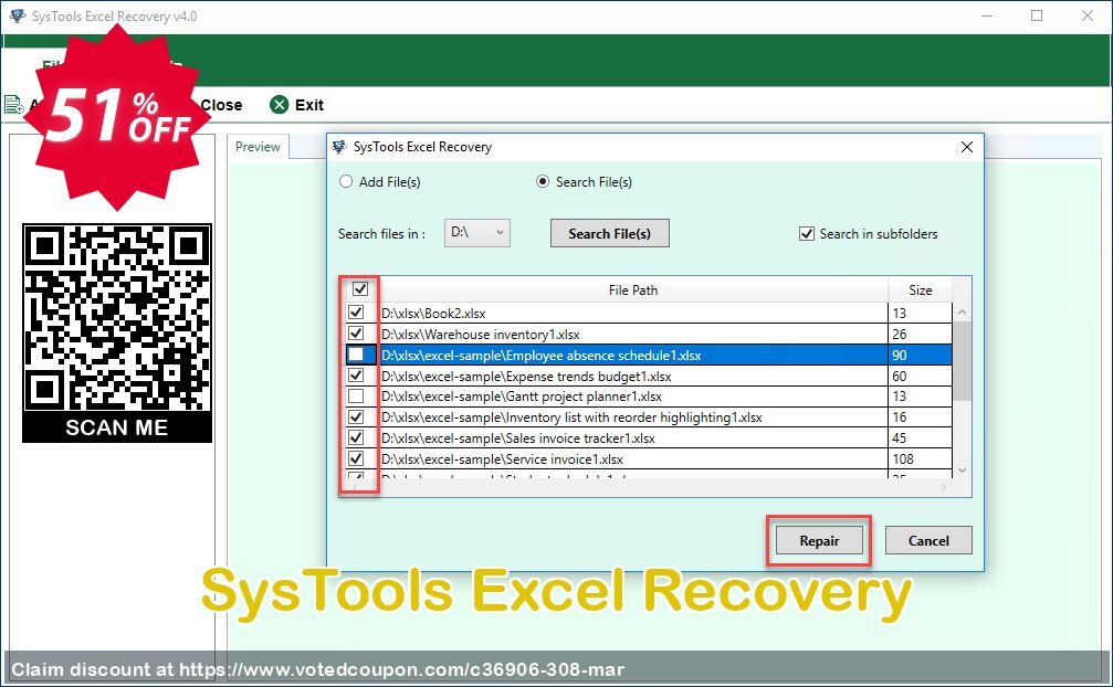 SysTools Excel Recovery Coupon, discount 50% OFF SysTools Excel Recovery, verified. Promotion: Awful sales code of SysTools Excel Recovery, tested & approved