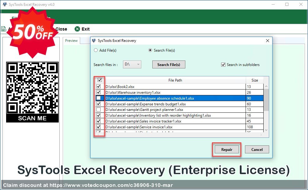 SysTools Excel Recovery, Enterprise Plan  Coupon Code Apr 2024, 50% OFF - VotedCoupon