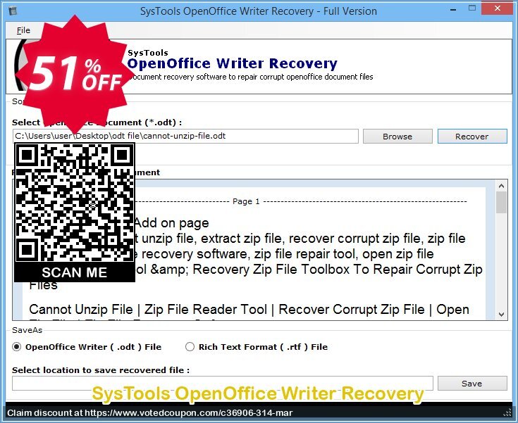 SysTools OpenOffice Writer Recovery Coupon, discount SysTools Summer Sale. Promotion: 