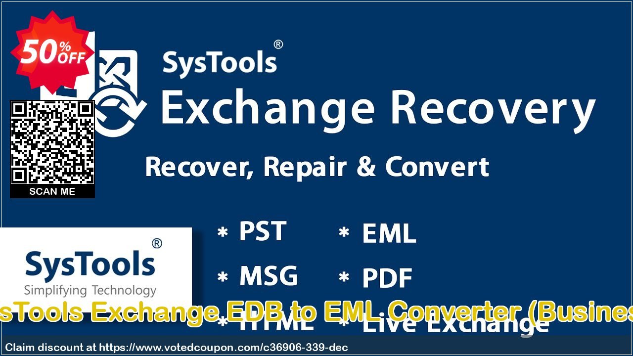 SysTools Exchange EDB to EML Converter, Business  Coupon, discount SysTools coupon 36906. Promotion: 