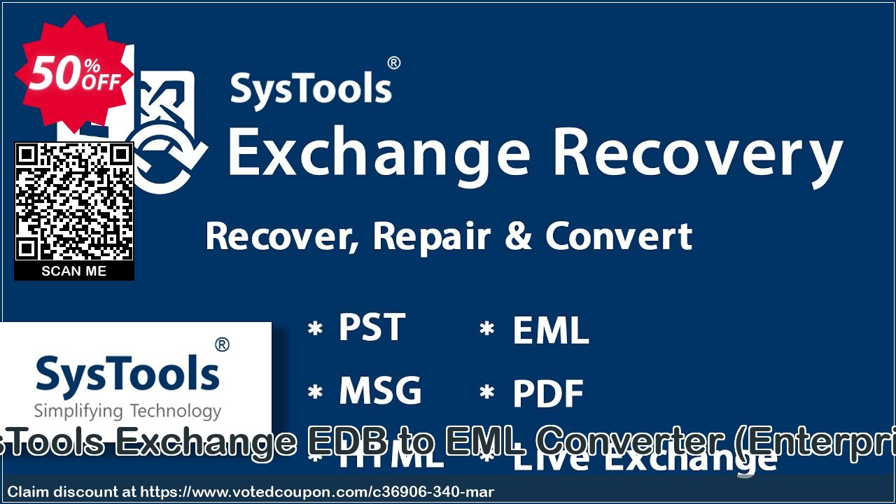 SysTools Exchange EDB to EML Converter, Enterprise  Coupon, discount SysTools coupon 36906. Promotion: 