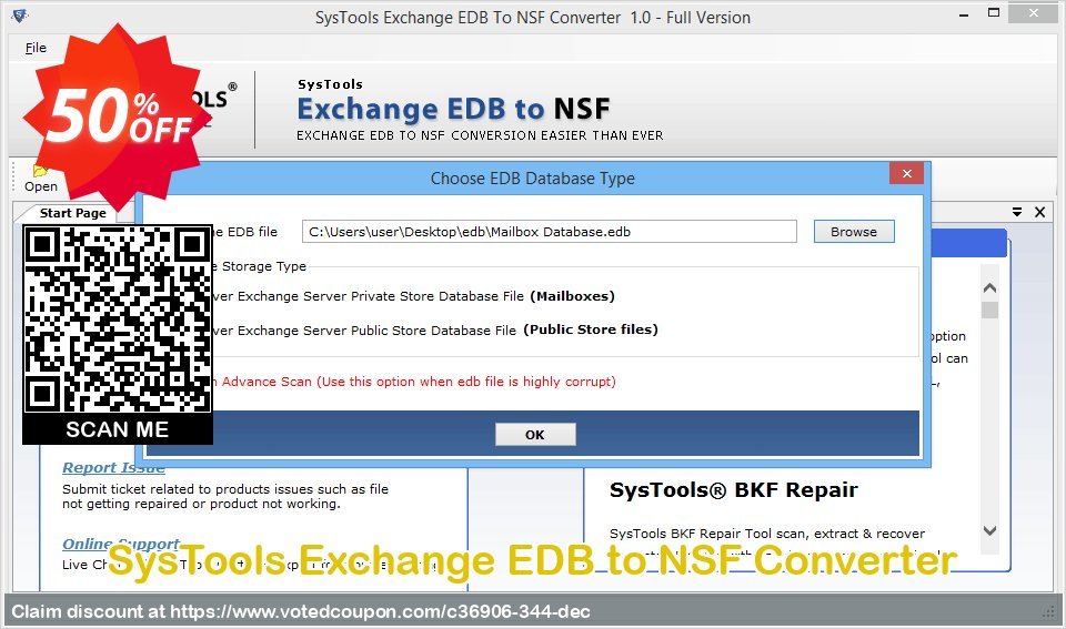 SysTools Exchange EDB to NSF Converter Coupon, discount 50% OFF SysTools Exchange EDB to NSF Converter, verified. Promotion: Awful sales code of SysTools Exchange EDB to NSF Converter, tested & approved