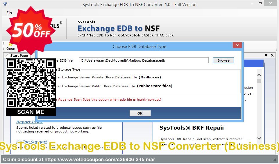 SysTools Exchange EDB to NSF Converter, Business  Coupon, discount SysTools coupon 36906. Promotion: 