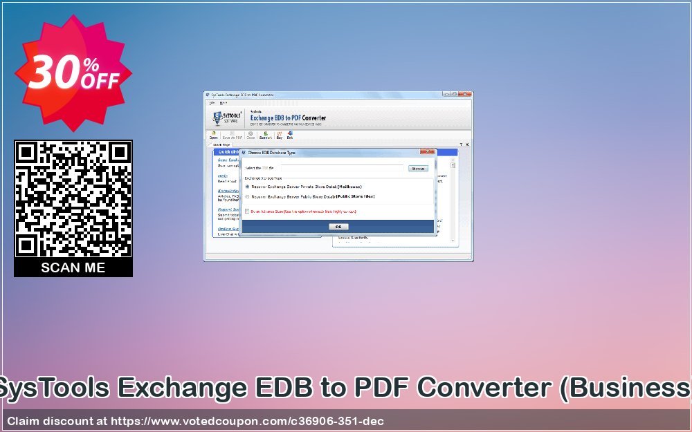 SysTools Exchange EDB to PDF Converter, Business  Coupon, discount SysTools coupon 36906. Promotion: 