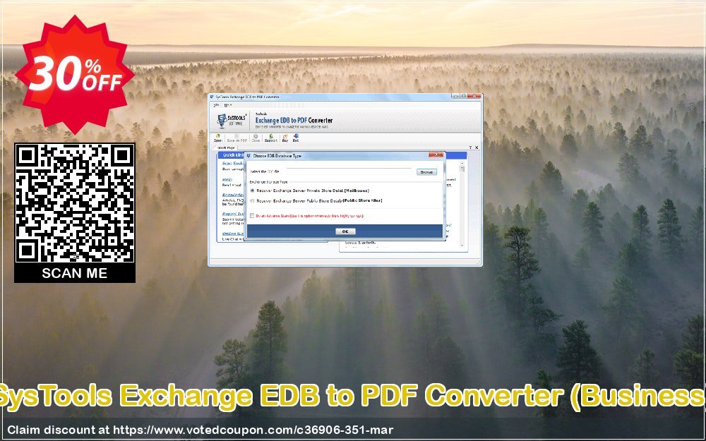 SysTools Exchange EDB to PDF Converter, Business  Coupon, discount SysTools coupon 36906. Promotion: 