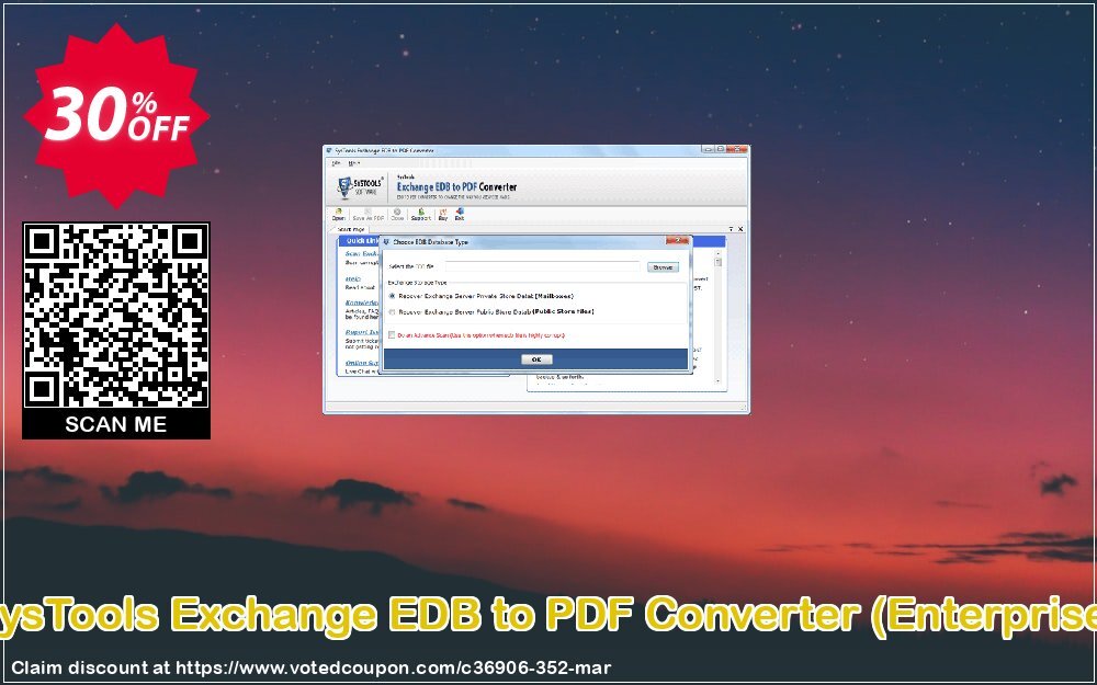 SysTools Exchange EDB to PDF Converter, Enterprise  Coupon, discount SysTools coupon 36906. Promotion: 