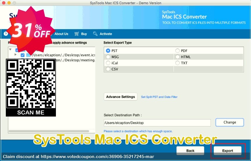 SysTools MAC ICS Converter Coupon, discount 30% OFF SysTools Mac ICS Converter, verified. Promotion: Awful sales code of SysTools Mac ICS Converter, tested & approved