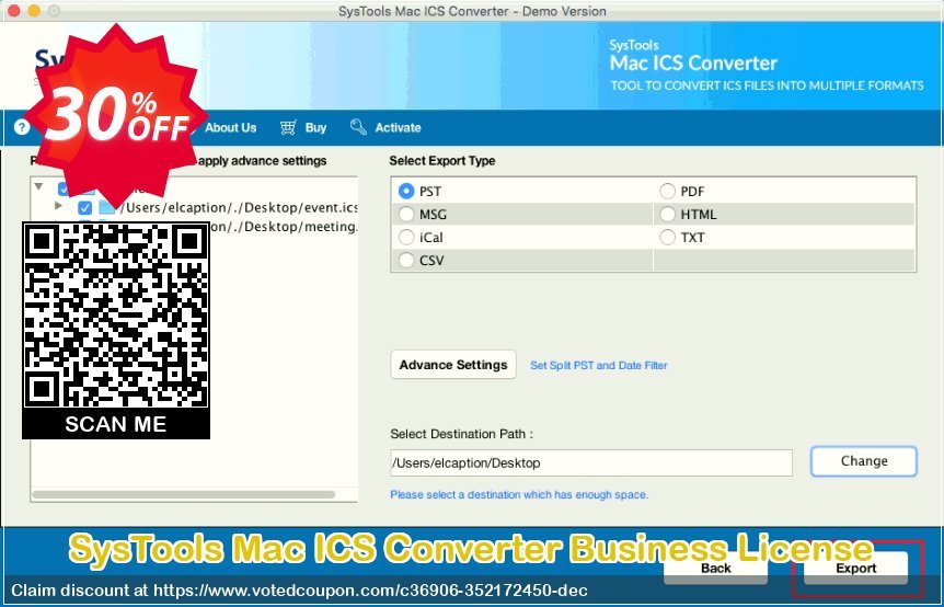 SysTools MAC ICS Converter Business Plan Coupon, discount 30% OFF SysTools Mac ICS Converter Business License, verified. Promotion: Awful sales code of SysTools Mac ICS Converter Business License, tested & approved