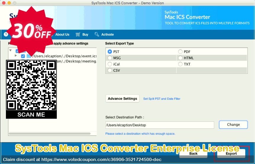 SysTools MAC ICS Converter Enterprise Plan Coupon, discount 30% OFF SysTools Mac ICS Converter Enterprise License, verified. Promotion: Awful sales code of SysTools Mac ICS Converter Enterprise License, tested & approved