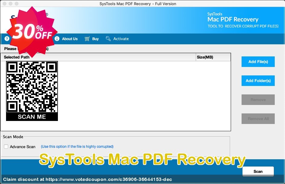 SysTools MAC PDF Recovery Coupon, discount 30% OFF SysTools Mac PDF Recovery, verified. Promotion: Awful sales code of SysTools Mac PDF Recovery, tested & approved