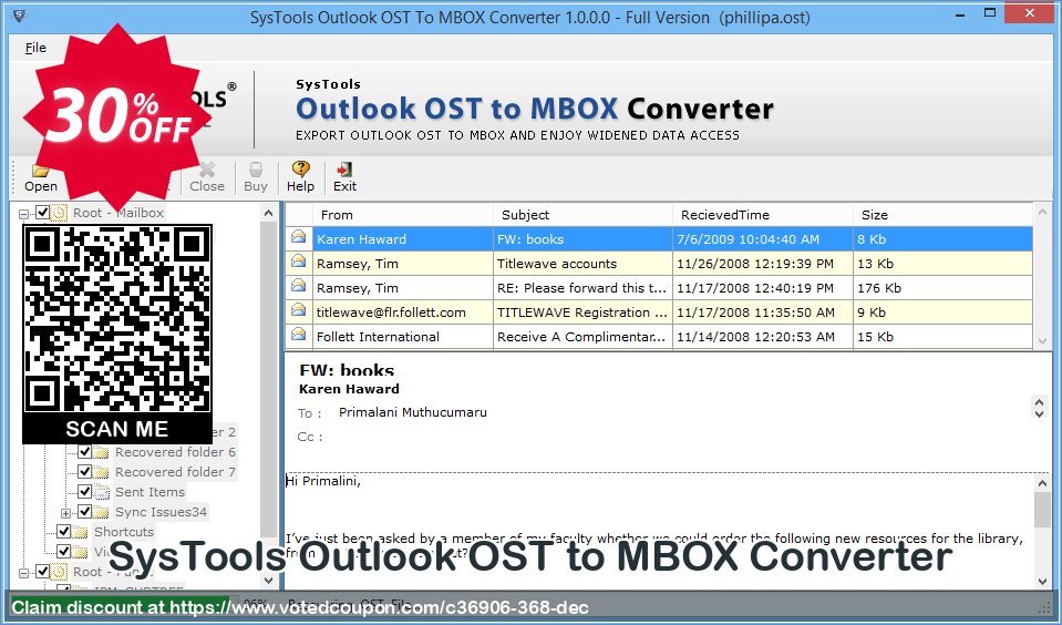 SysTools Outlook OST to MBOX Converter Coupon, discount SysTools Summer Sale. Promotion: 